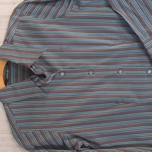 NEW Eddie Bauer Petite Wrinkle-Resistant Stretch Button Up Shirt Cotton Striped - Picture 4 of 11